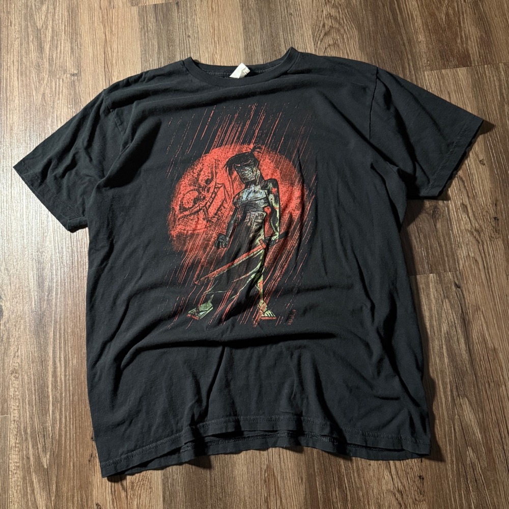Bay Island XL Mens‎ Samurai Warrior Graphic Print Black T-Shirt